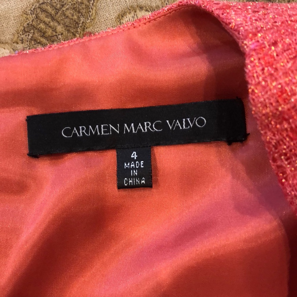 Carmen Marc Valvo Coral Cocktail Sz 4 - Picture 4 of 4
